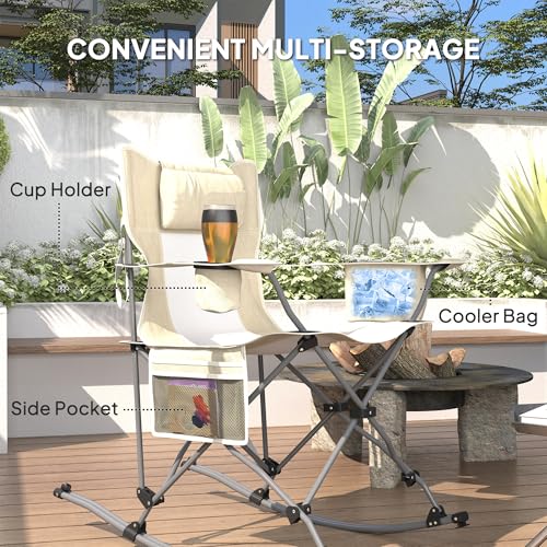 Black Folding Rocking Camping Chairs with Carry Bag, 2 Pack G81495