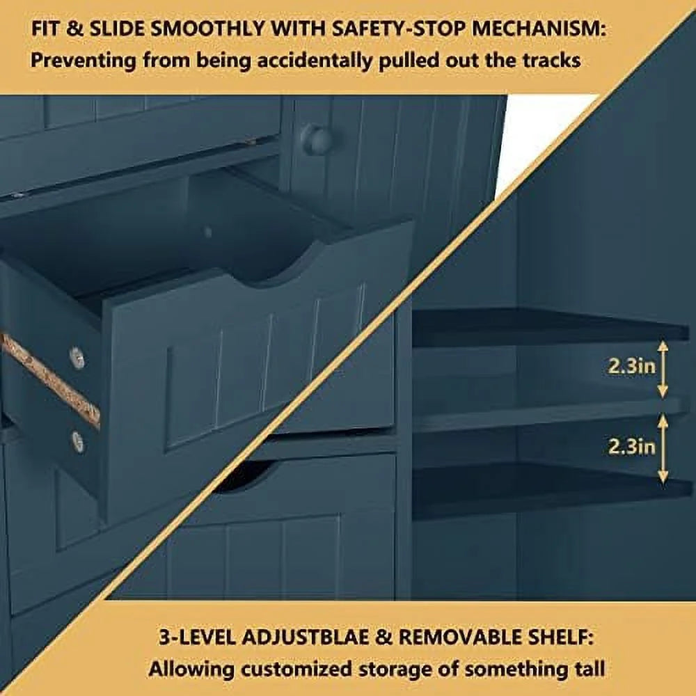 Dark Teal 4 Drawer Bathroom Cabinet B1987