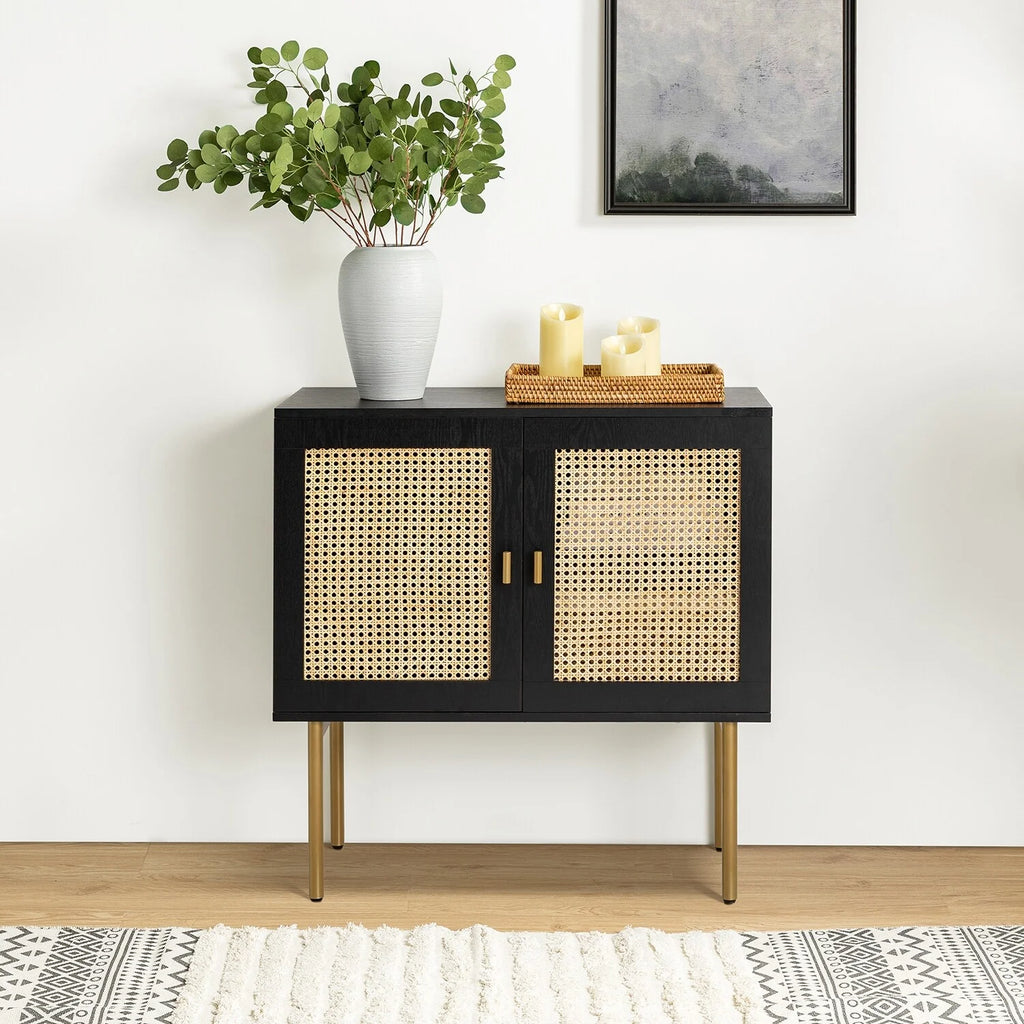 Modern Rattan Storage Cabinet with 2 Doors A258