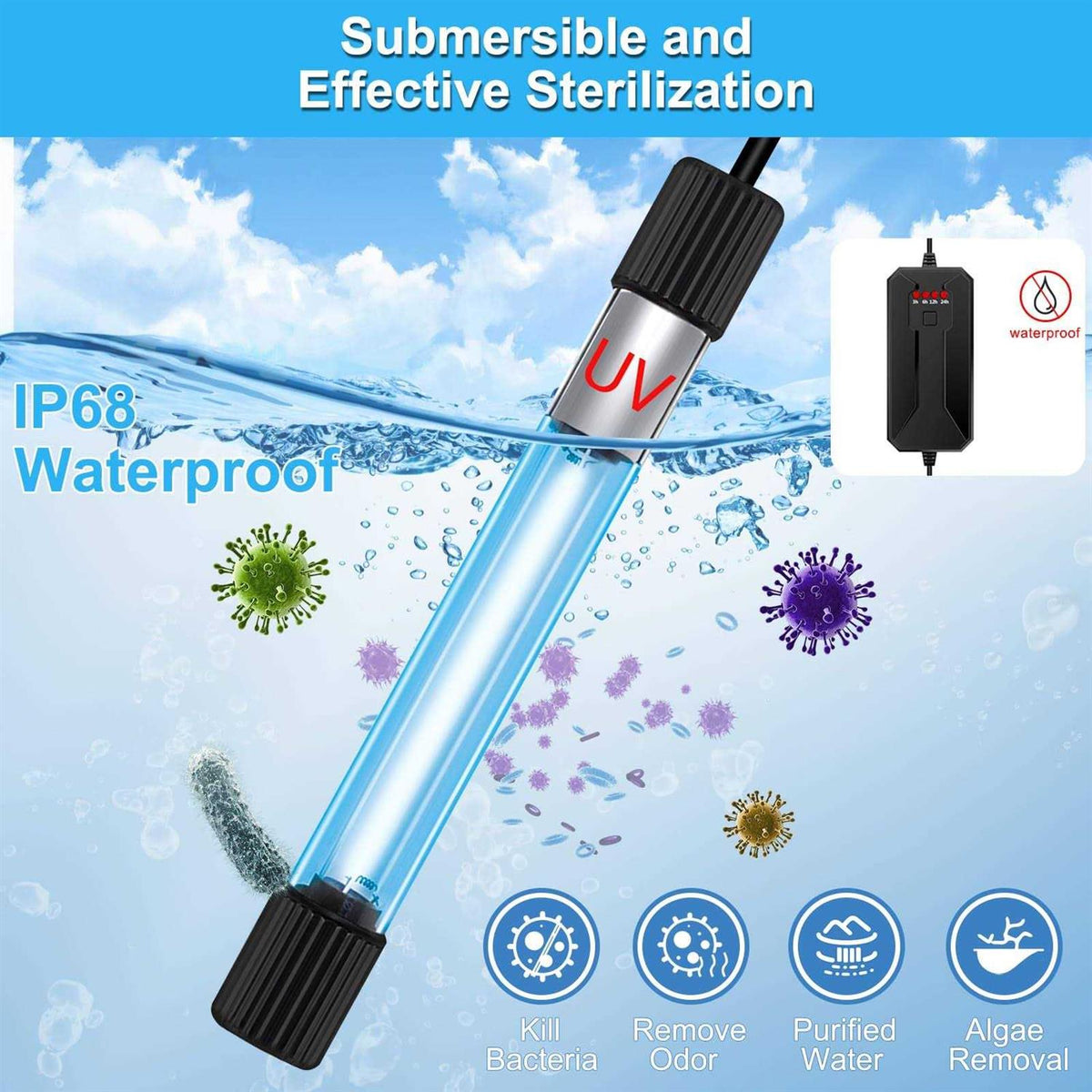 11 W UV Sterilizer Aquarium Submersible Lamp with Timer P6553