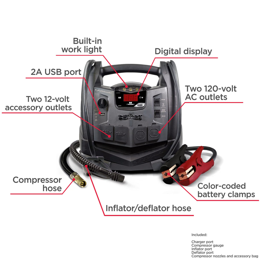 6-in-1 Portable Power Station, 1500A Jump Starter, 150-PSI Compressor A33312