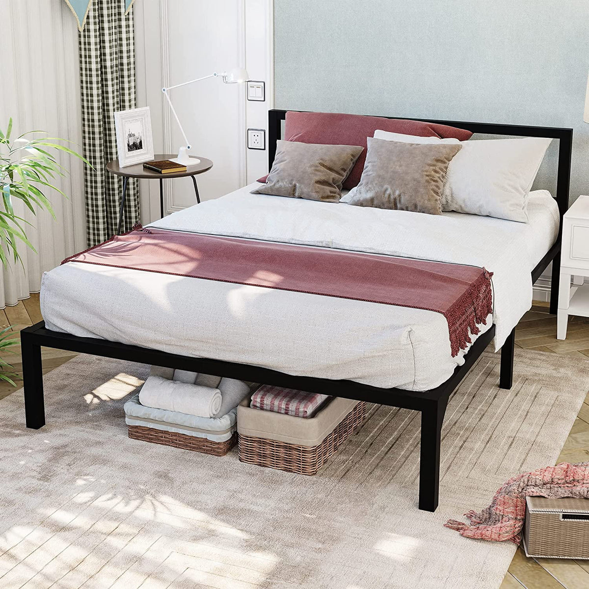 Twin Size Black Metal Bed Frame with Headboard G6069