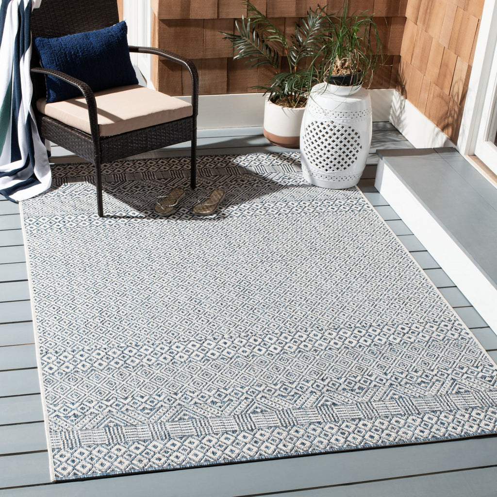 Blue/Navy Geometric Area Rug R923