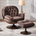 Olive Green Velvet Swivel Accent Chair with Ottoman E26612