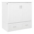White Wood Twin XL Murphy Bed Chest with Mattress W51878