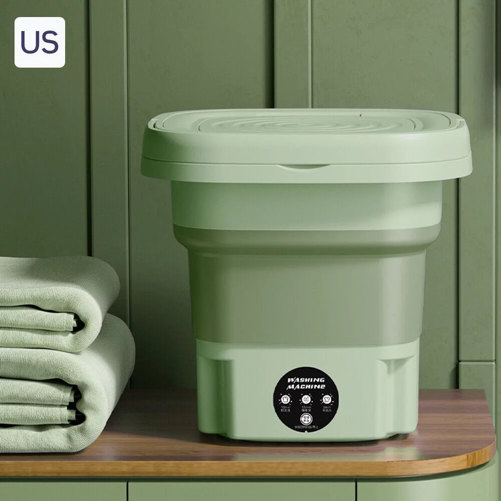 Mini Folding Washing Machine with Dryer Bucket 8L Green L24950