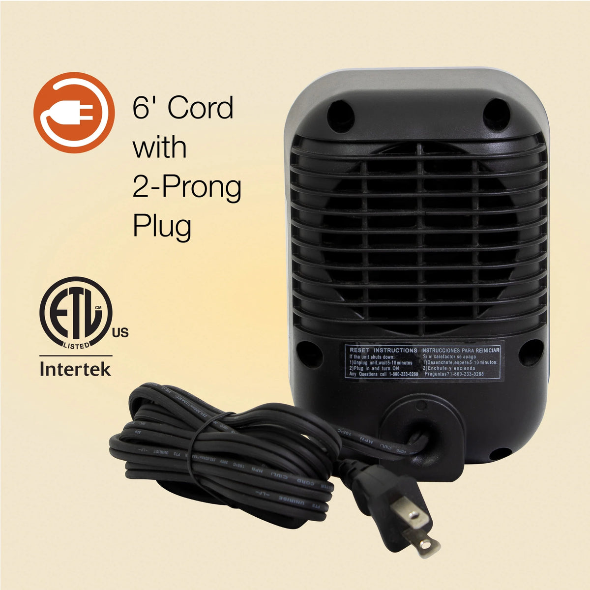 Black 6" Personal Tabletop Space Heater V5722