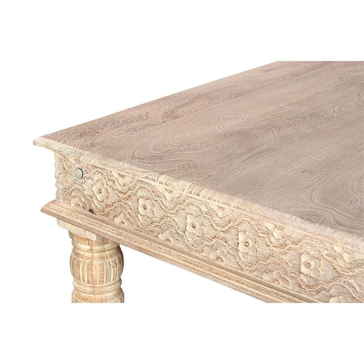 84" Carved Solid Wood Dining Table in White K743