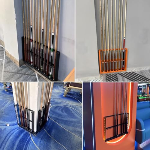 Wall Mount Pool Stick Holder Metal Cue Rack Black 60cm U5530