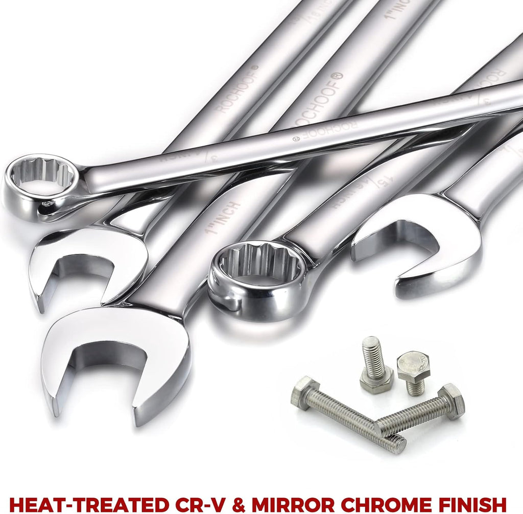 32-Piece Chrome Vanadium Steel Combination Wrench Set with Rolling Pouch W3377