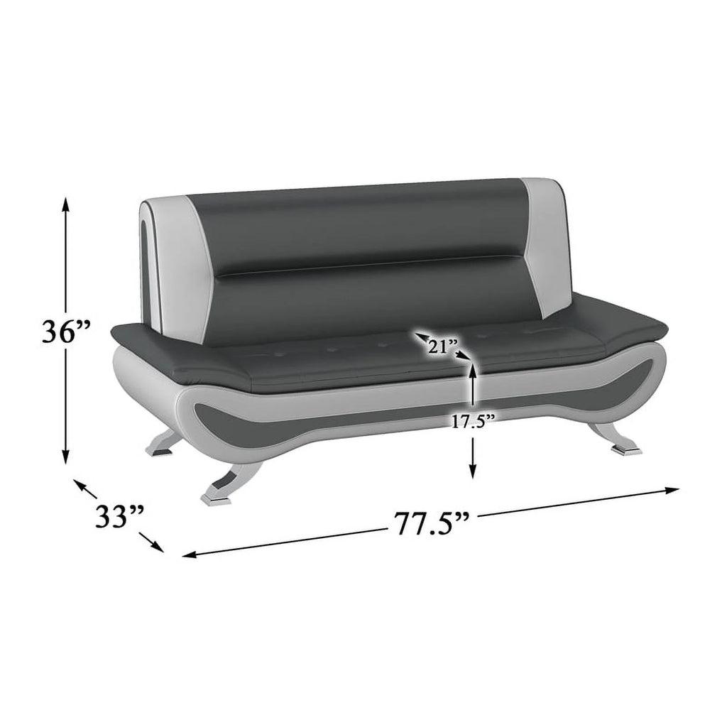 Faux Leather Sofa in Black and White G1291