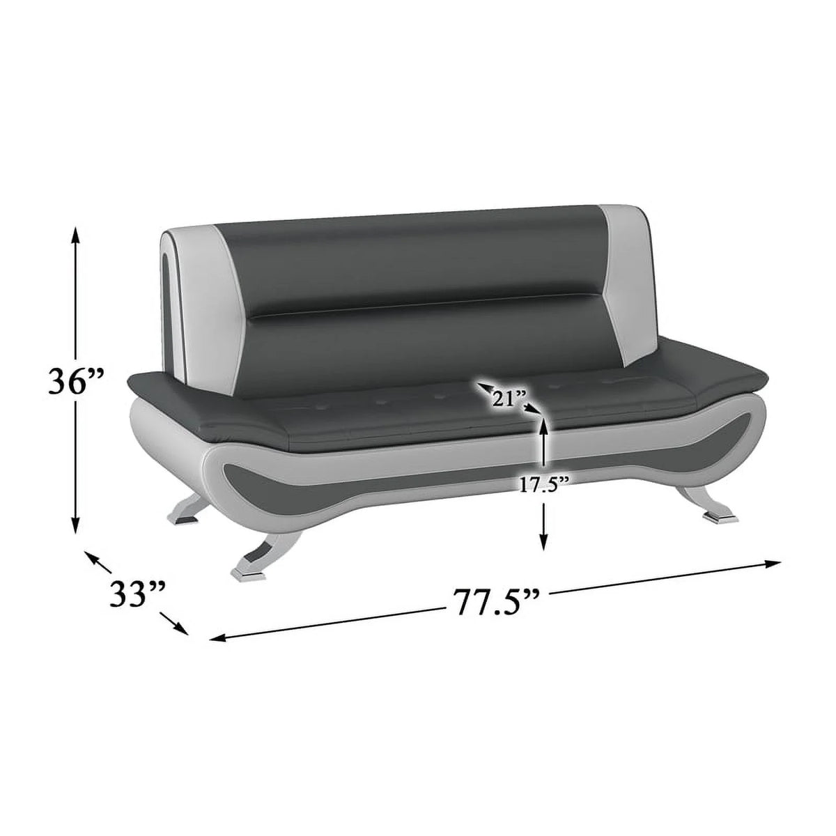 Faux Leather Sofa in Black and White G1291