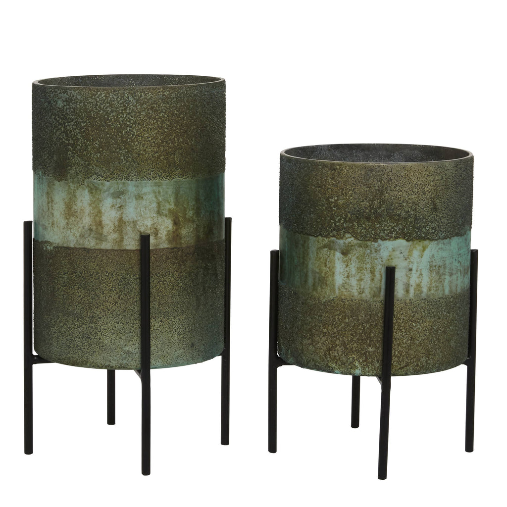 Green Glass Candle Holder (Set of 2) U2745
