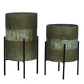 Green Glass Candle Holder (Set of 2) U2745