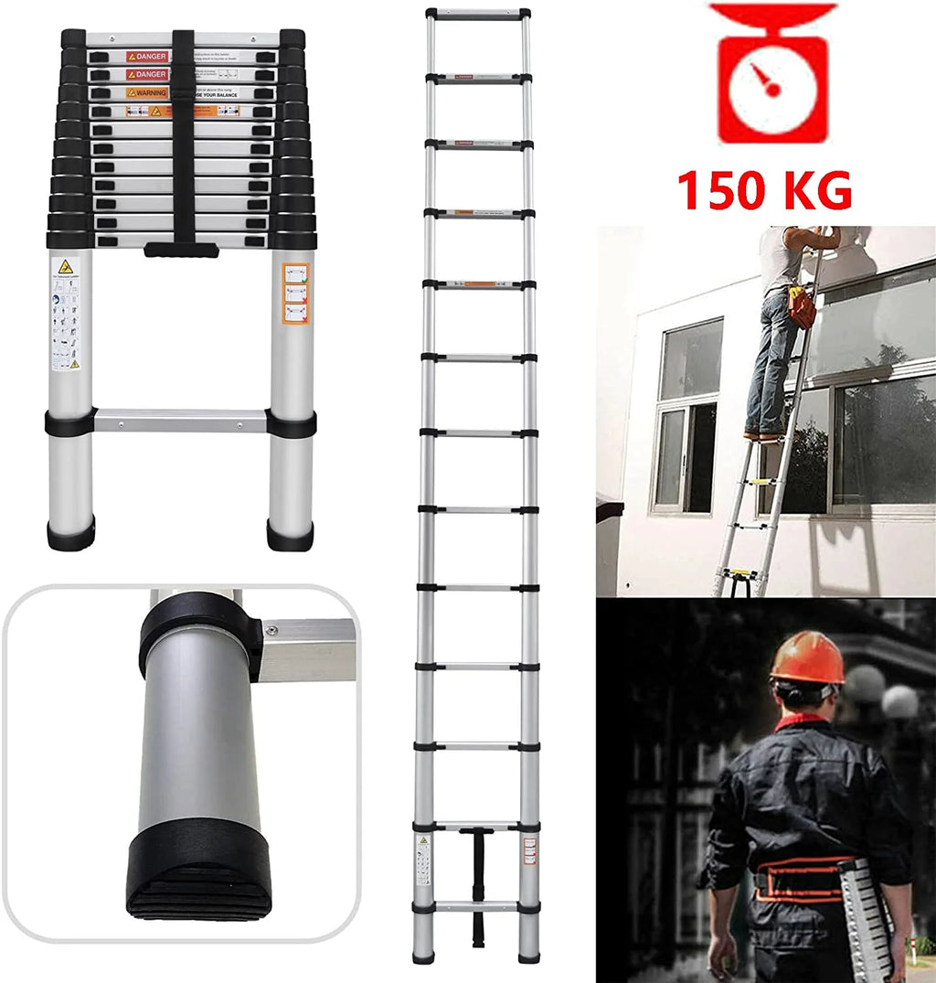 Telescoping Ladder 16FT Aluminum Folding Ladder 330lb Capacity Q49878