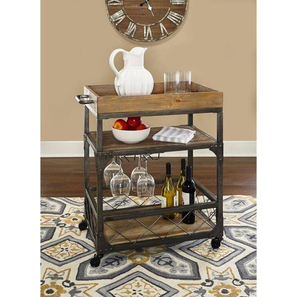 Brown Rustic Rectangle Bar Cart T837557