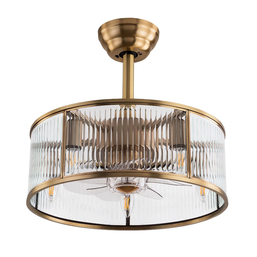 18inch Farmhouse Ceiling Fan Light Gold With Remote Control T558