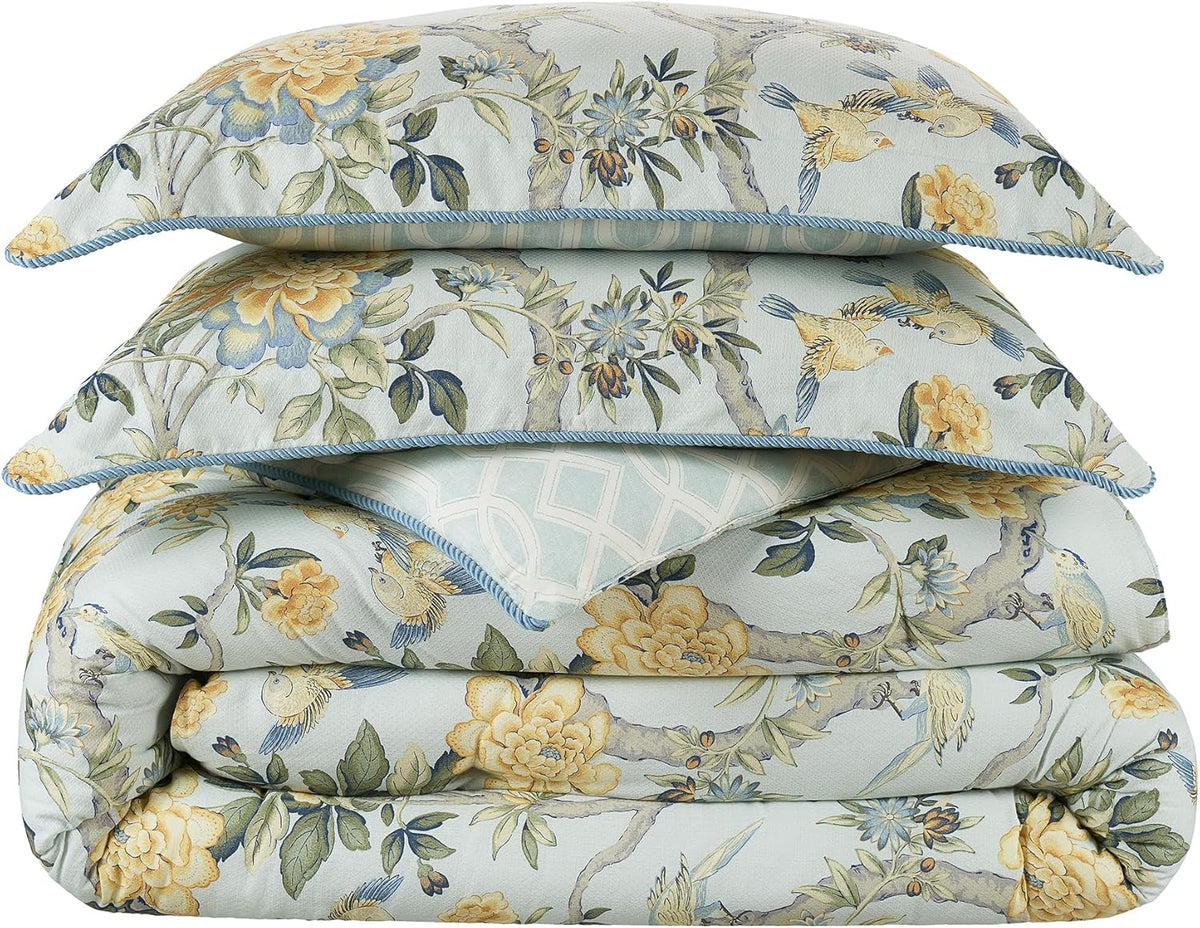 4 Piece Cotton Queen Comforter Set Blue K89983