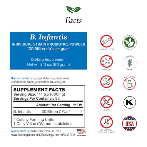 Bifidobacterium Infantis Probiotic Powder 100 Billion cfu's 60 Grams Y986
