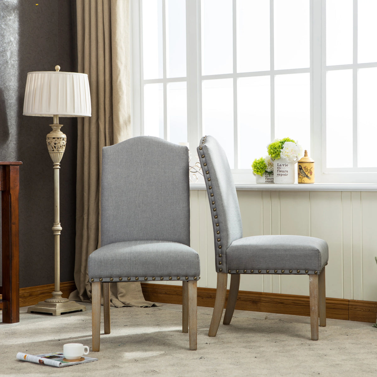 Tan Fabric Parson Chair Set of 2 Z700549