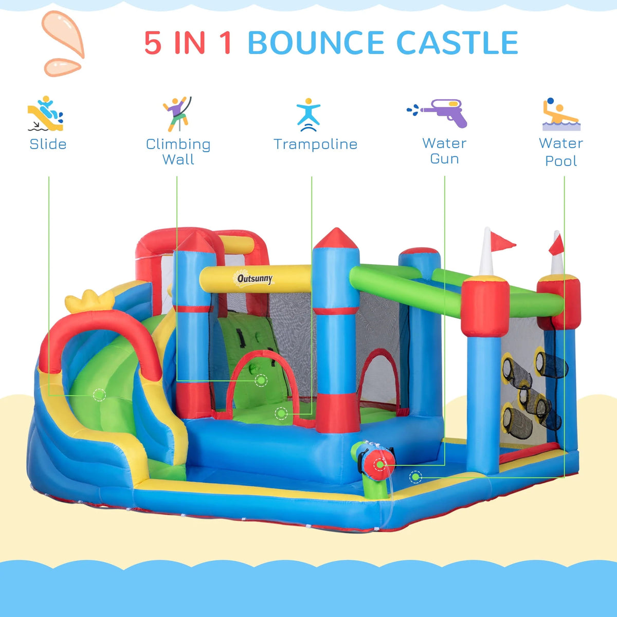 6-in-1 Inflatable Water Slide Bounce House N684