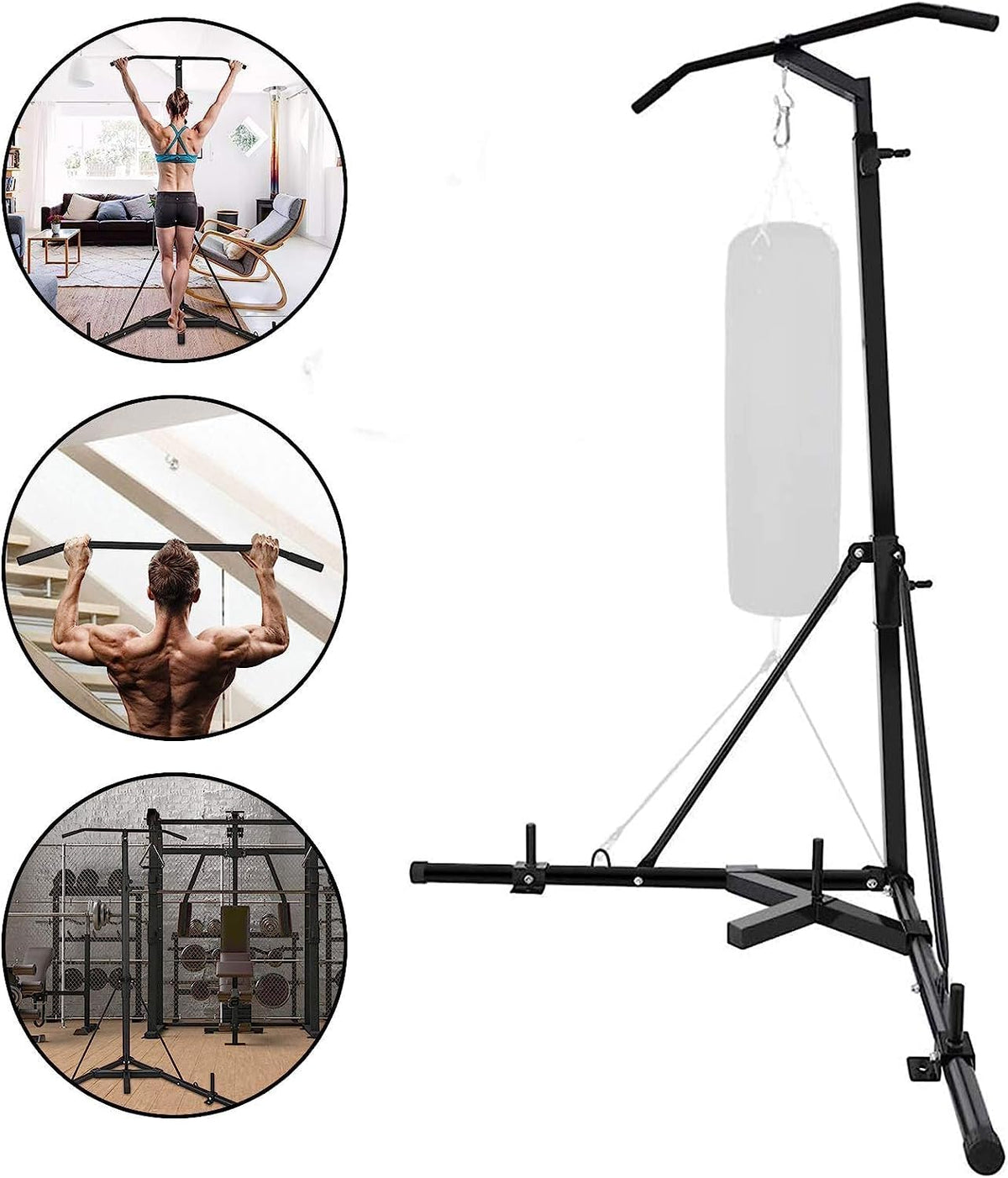 Heavy Bag Stand Folding Boxing Stand with Pull Up Bar Portable Sandbag Rack Free Standing Punching Bag Stand F205