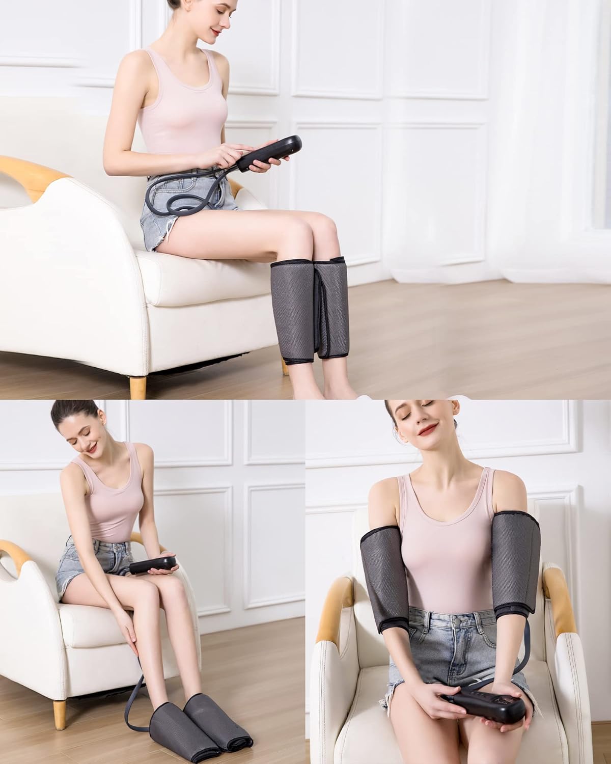 Air Compression Leg Massager with Handheld Controller, 2 Modes 3 Intensity Levels C7145