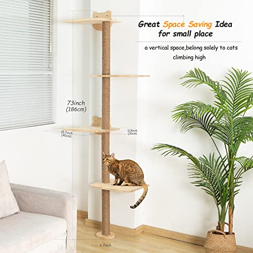 73 inch Cat Tree Wall Mounted Scratching Post V3668