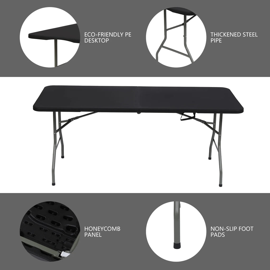 6ft Black Folding Plastic Table N27217