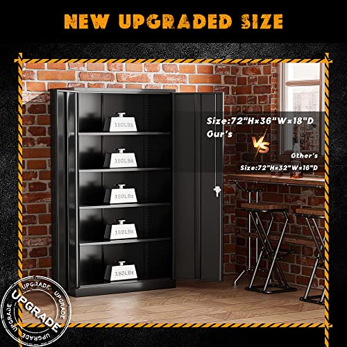 72" Metal Storage Cabinet with Lock and 4 Adjustable Shelves C804