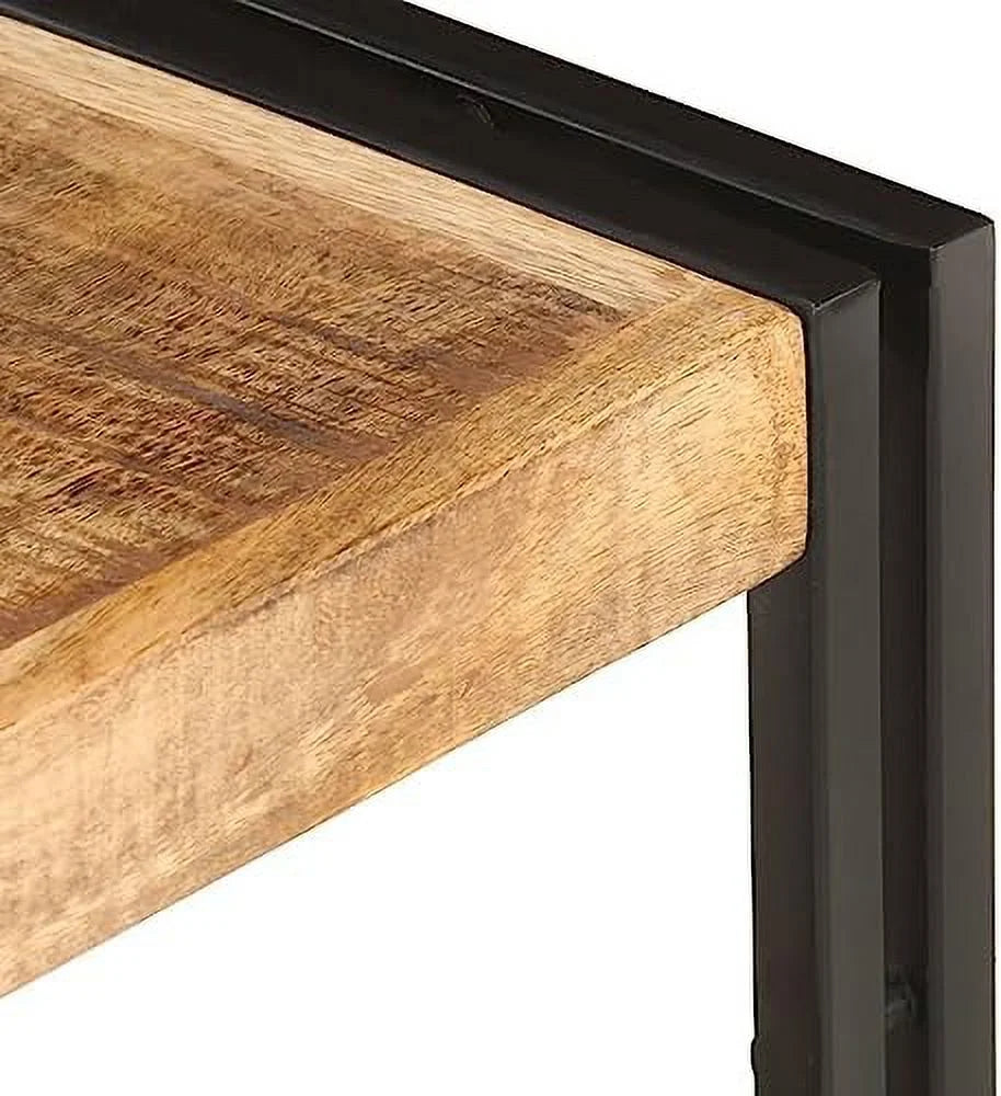 Rough Mango Wood TV Stand with Black Iron Frame N39505