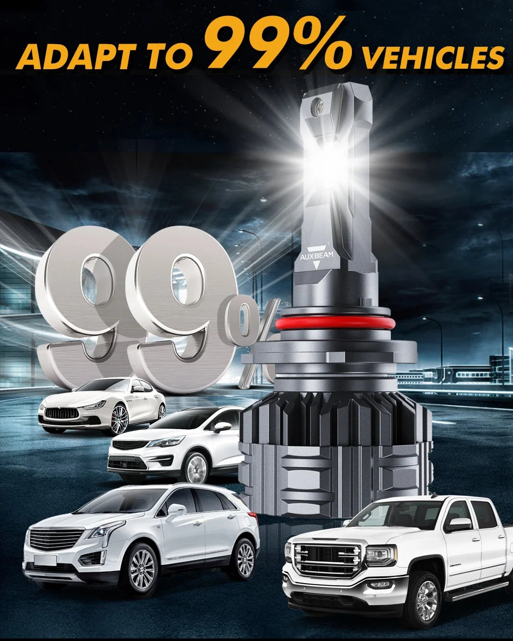 9005 HB3 LED Headlight Bulbs 6500K Cool White 2 Bulbs Y250746