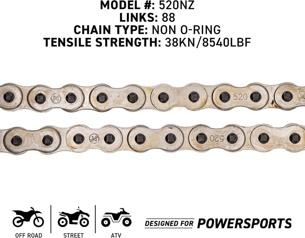 Drive Sprocket Chain Combo, 13 Tooth Front 40 Tooth Rear 520NZ Standard 88 Links Pack of 2 H897