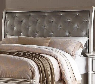 Queen Size 4pc Bedroom Furniture Set Faux Leather Tufted Headboard H92503