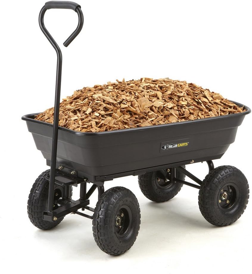 Poly Garden Dump Cart with Steel Frame and 10-Inch Pneumatic Tires P1003