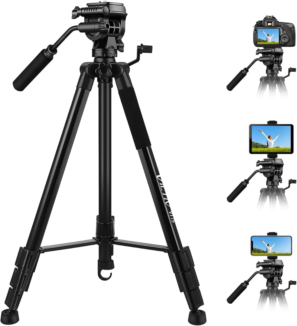 73 inch Tripod with Fluid Head, 2 Quick Release Mounts, Tablet & Phone Mount, Pack of 2 Y884039
