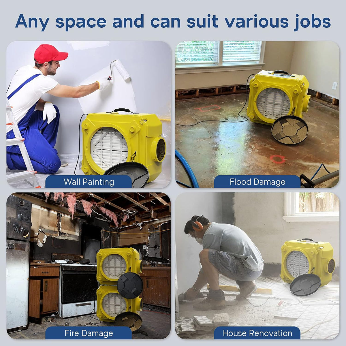 Yellow Heavy Duty Air Scrubber with 3 Stage Filtration X564