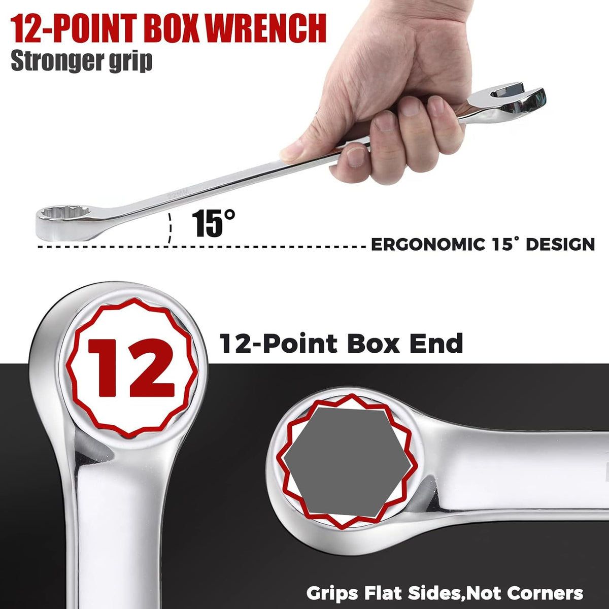 32-Piece Chrome Vanadium Steel Combination Wrench Set with Rolling Pouch W3377