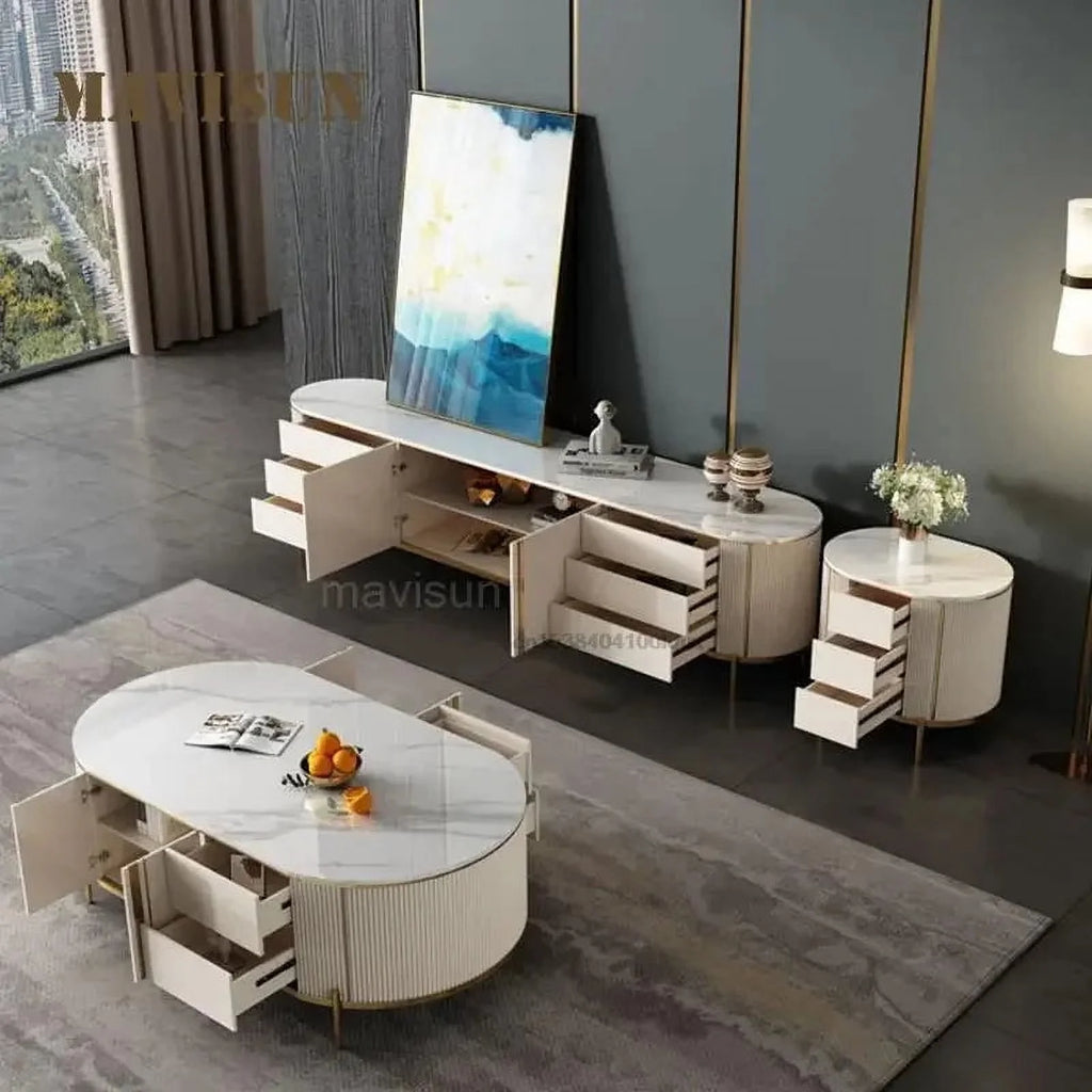 Italian Style Light Luxury Coffee Table TV Cabinet Q1037