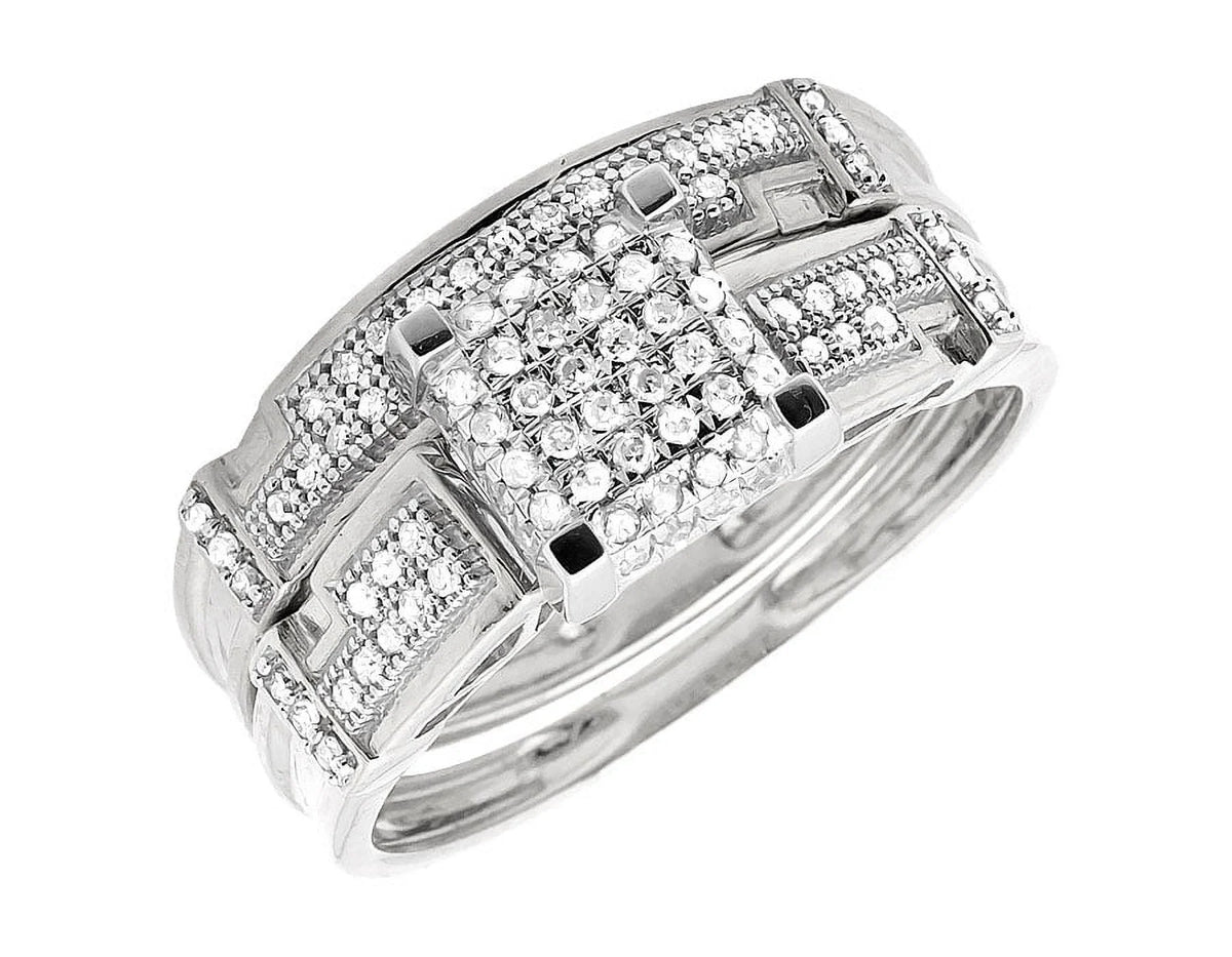 10K White Gold Diamond Trio Engagement Ring 0.50 Ct S96015