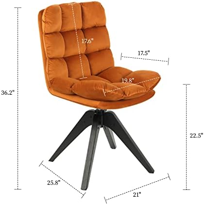 Brown Faux Leather Swivel Armless Desk Chair with Wood Legs F926