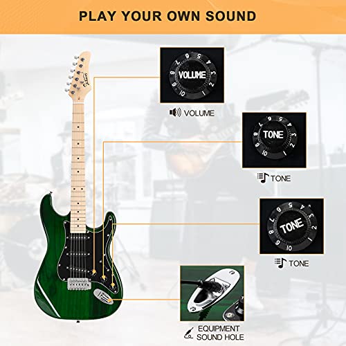 Full Size Electric Guitar with 20W Amp and Accessories Pack Guitar Bag (Blue) J754