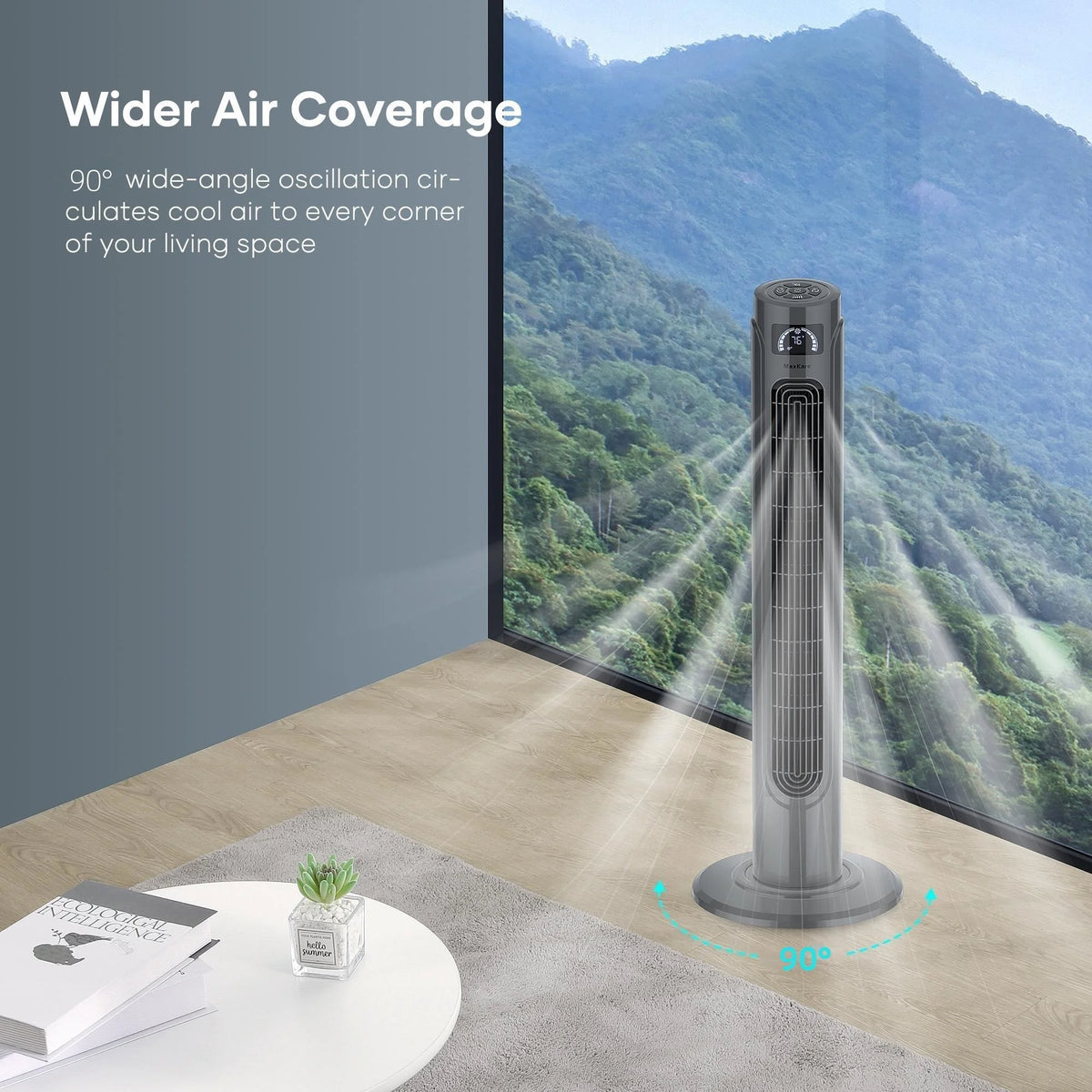 36 Tower Fan with Remote, 3 Speeds 3 Modes 15H Timer, 90° Oscillating, Grey H2328
