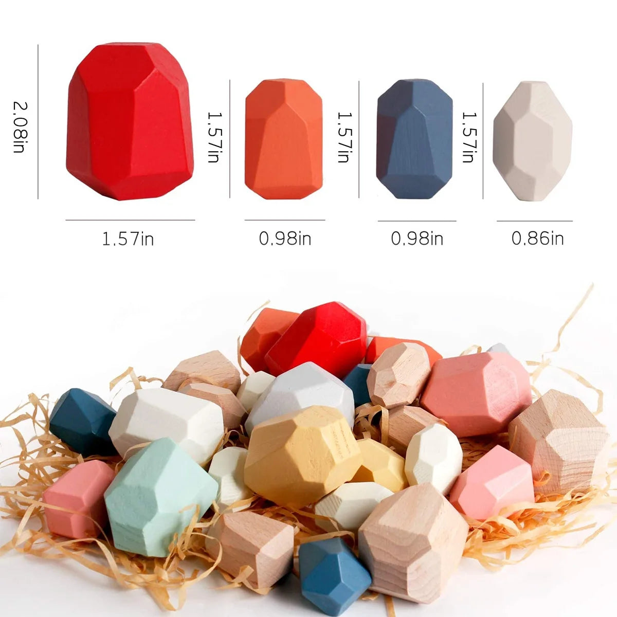 36Pcs Colorful Wooden Stacking Balancing Stone Building Blocks T6635