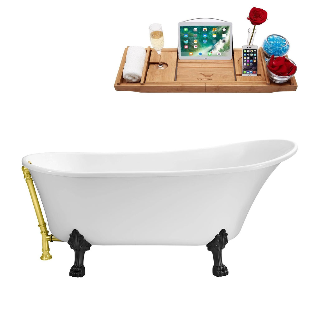 White Soaking Clawfoot Tub with External Drain I133