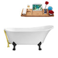 White Soaking Clawfoot Tub with External Drain I133