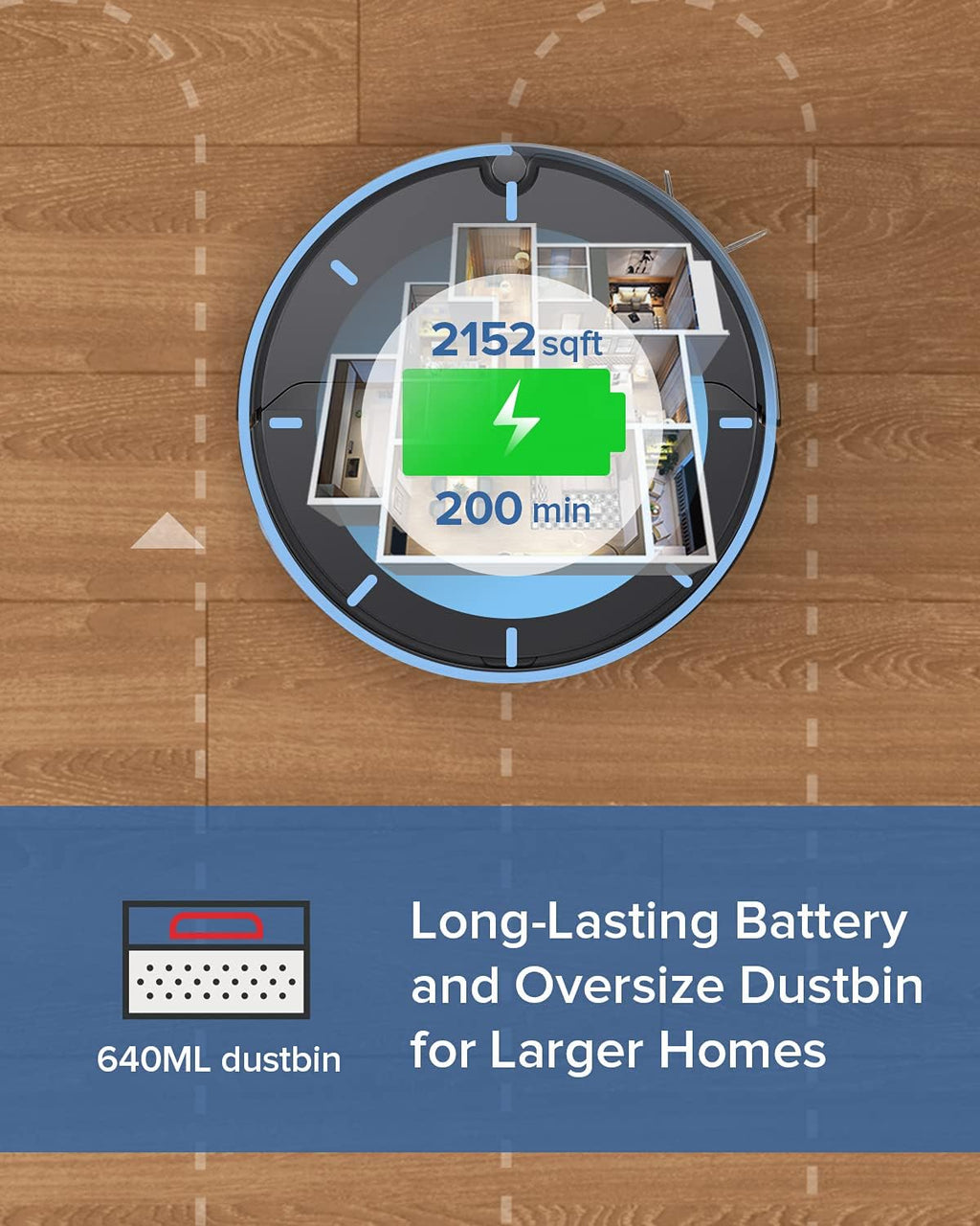 Robot Vacuum Cleaner with 2000Pa Strong Suction, 200min Runtime H453427