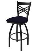 Black Wrinkle Swivel Stool with Dark Blue Seat H143147