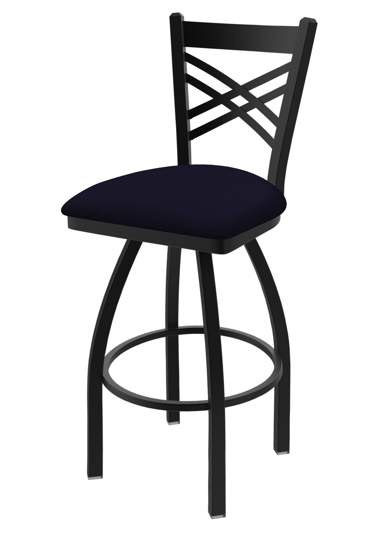 Black Wrinkle Swivel Stool with Dark Blue Seat H143147