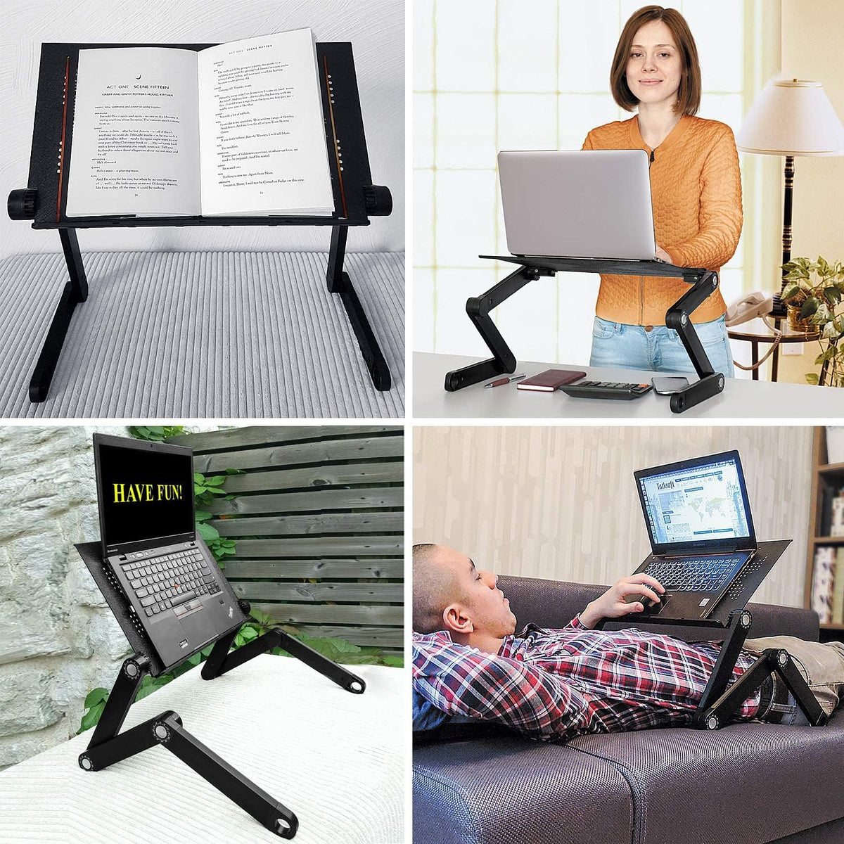 Black Pack of 2 Folding Laptop Table Q156